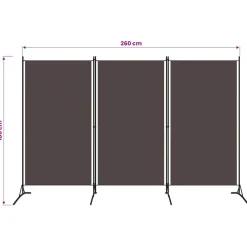 vidaXL Kamerscherm met 3 panelen 260x180 cm bruin