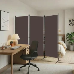 vidaXL Kamerscherm met 3 panelen 260x180 cm bruin