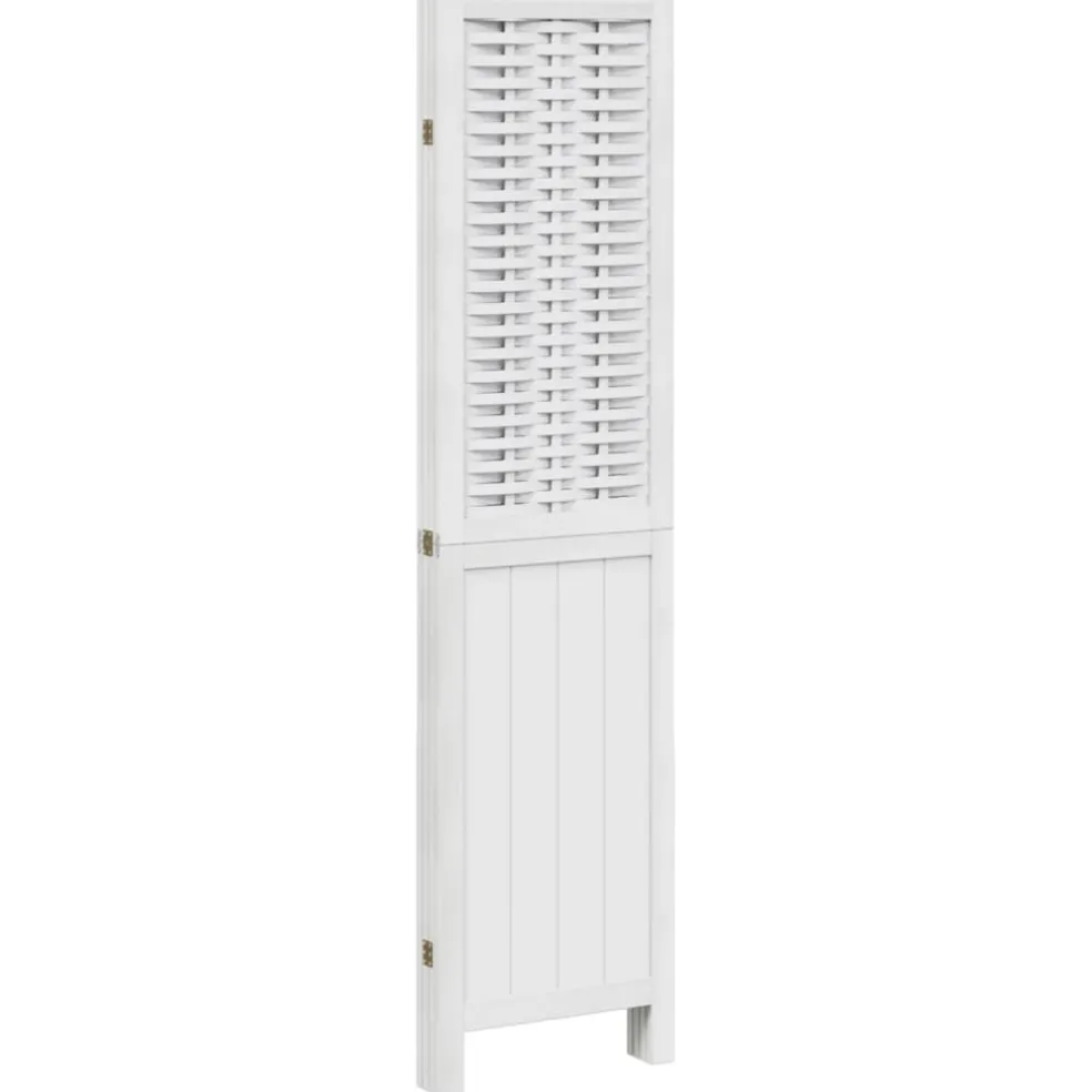 vidaXL Kamerscherm met 4 panelen massief paulowniahout wit