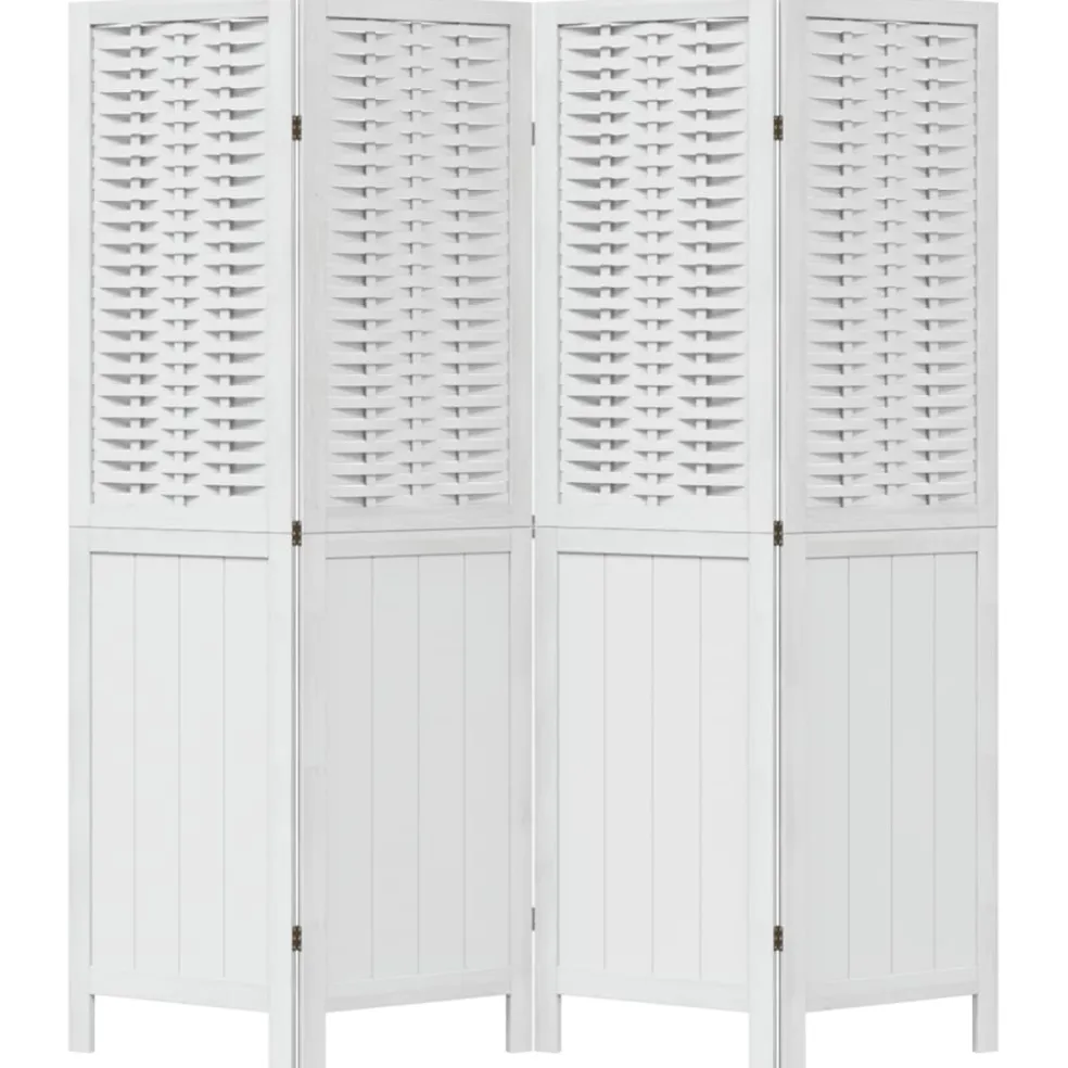 vidaXL Kamerscherm met 4 panelen massief paulowniahout wit