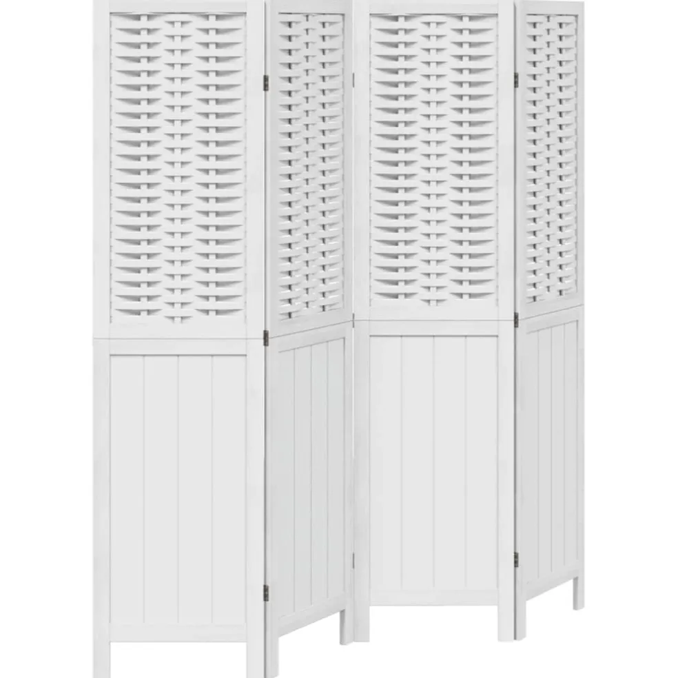 vidaXL Kamerscherm met 4 panelen massief paulowniahout wit