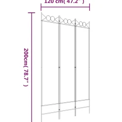 vidaXL Kamerscherm met 3 panelen 120x200 cm stof wit