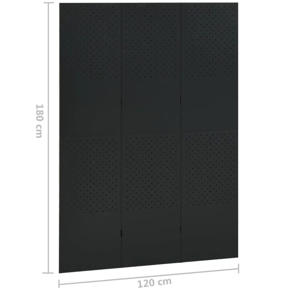 vidaXL Kamerscherm met 3 panelen 120x180 cm staal zwart