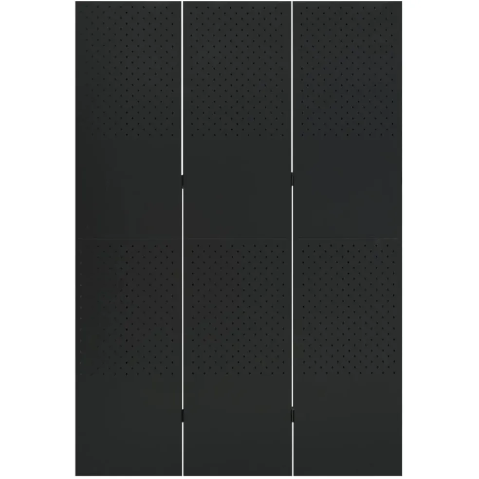 vidaXL Kamerscherm met 3 panelen 120x180 cm staal zwart