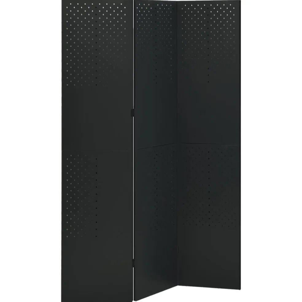 vidaXL Kamerscherm met 3 panelen 120x180 cm staal zwart