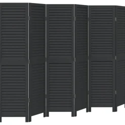 vidaXL Kamerscherm met 6 panelen massief paulowniahout zwart