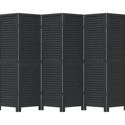 vidaXL Kamerscherm met 6 panelen massief paulowniahout zwart