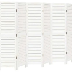 vidaXL Kamerscherm met 6 panelen massief paulowniahout retro wit
