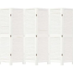 vidaXL Kamerscherm met 6 panelen massief paulowniahout retro wit