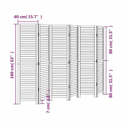vidaXL Kamerscherm met 6 panelen massief paulowniahout retro wit