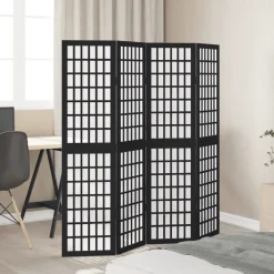vidaXL Kamerscherm met 6 panelen massief paulowniahout zwart