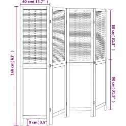 vidaXL Kamerscherm met 4 panelen massief paulowniahout donkerbruin
