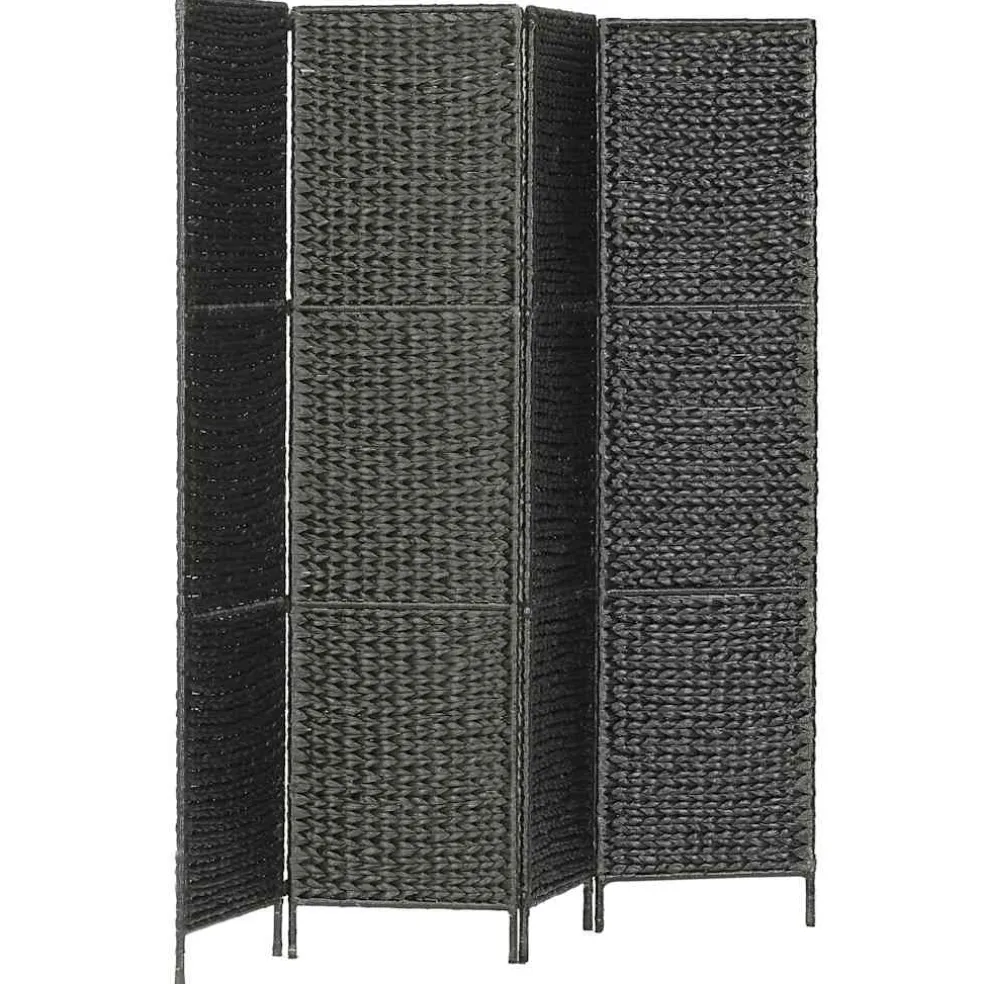 vidaXL Kamerscherm met 4 panelen 154x160 cm waterhyacint zwart