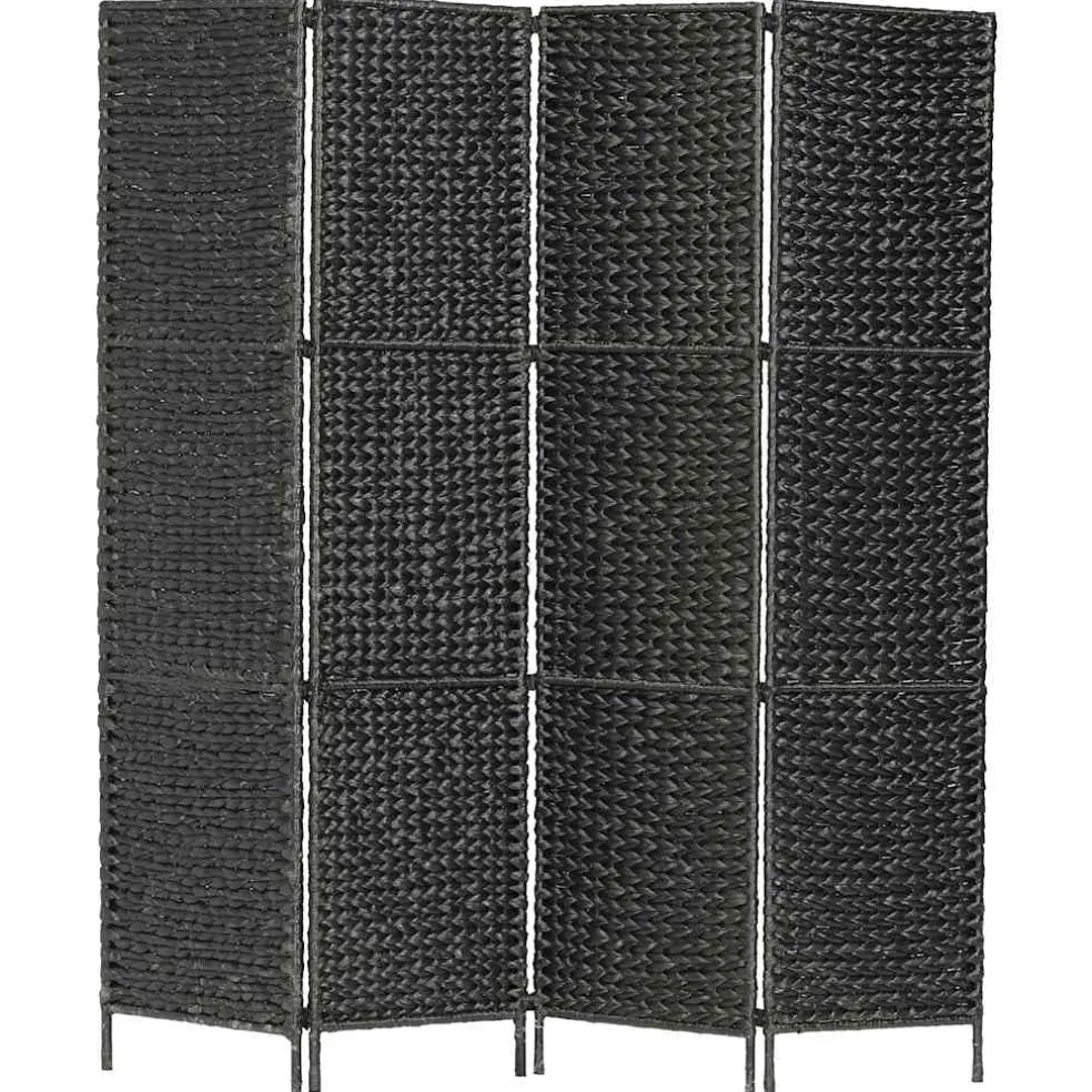 vidaXL Kamerscherm met 4 panelen 154x160 cm waterhyacint zwart