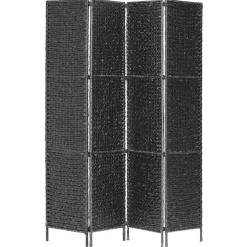 vidaXL Kamerscherm met 4 panelen 154x160 cm waterhyacint zwart