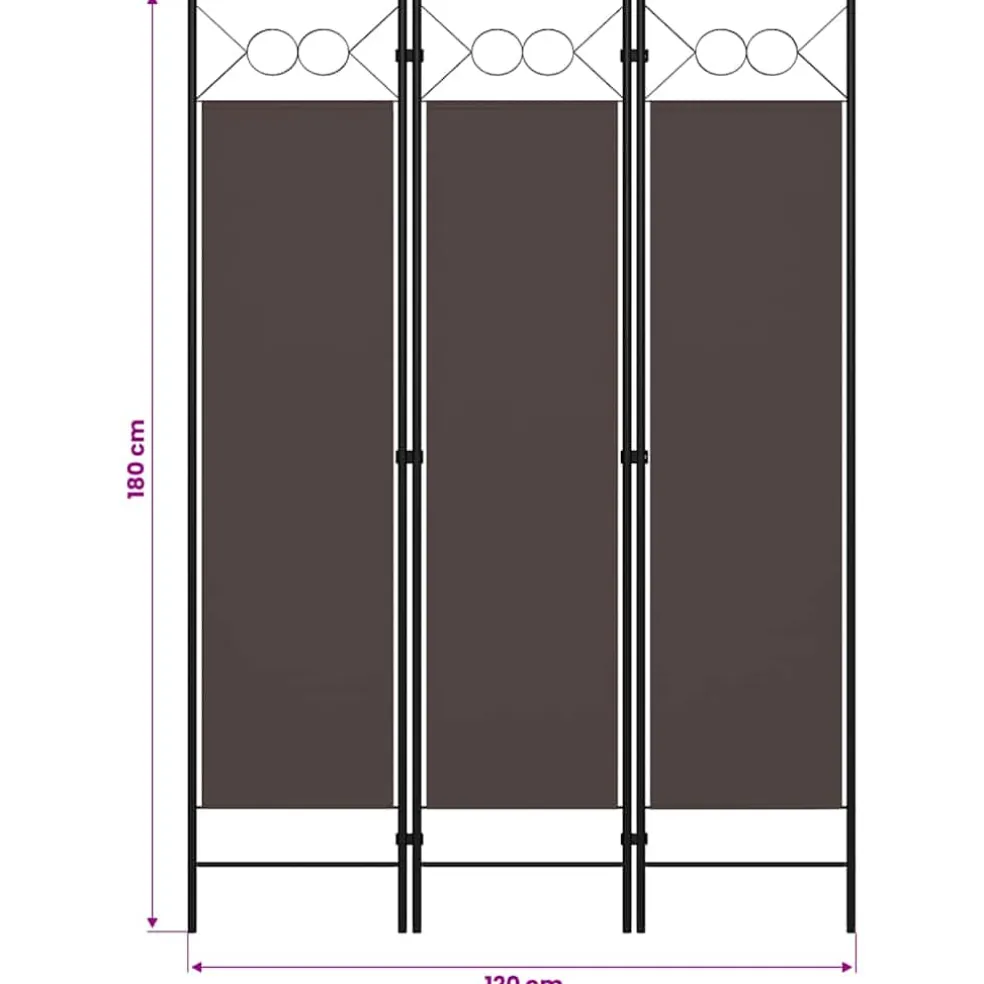 vidaXL Kamerscherm met 3 panelen 120x180 cm bruin