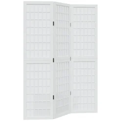 vidaXL Kamerscherm met 3 panelen massief paulowniahout wit