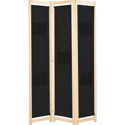 vidaXL Kamerscherm met 3 panelen 120x170x4 cm stof zwart