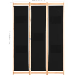 vidaXL Kamerscherm met 3 panelen 120x170x4 cm stof zwart