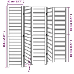 vidaXL Kamerscherm met 5 panelen massief paulowniahout retro wit