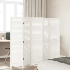 vidaXL Kamerscherm met 5 panelen massief paulowniahout retro wit