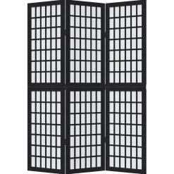 vidaXL Kamerscherm met 3 panelen massief paulowniahout zwart