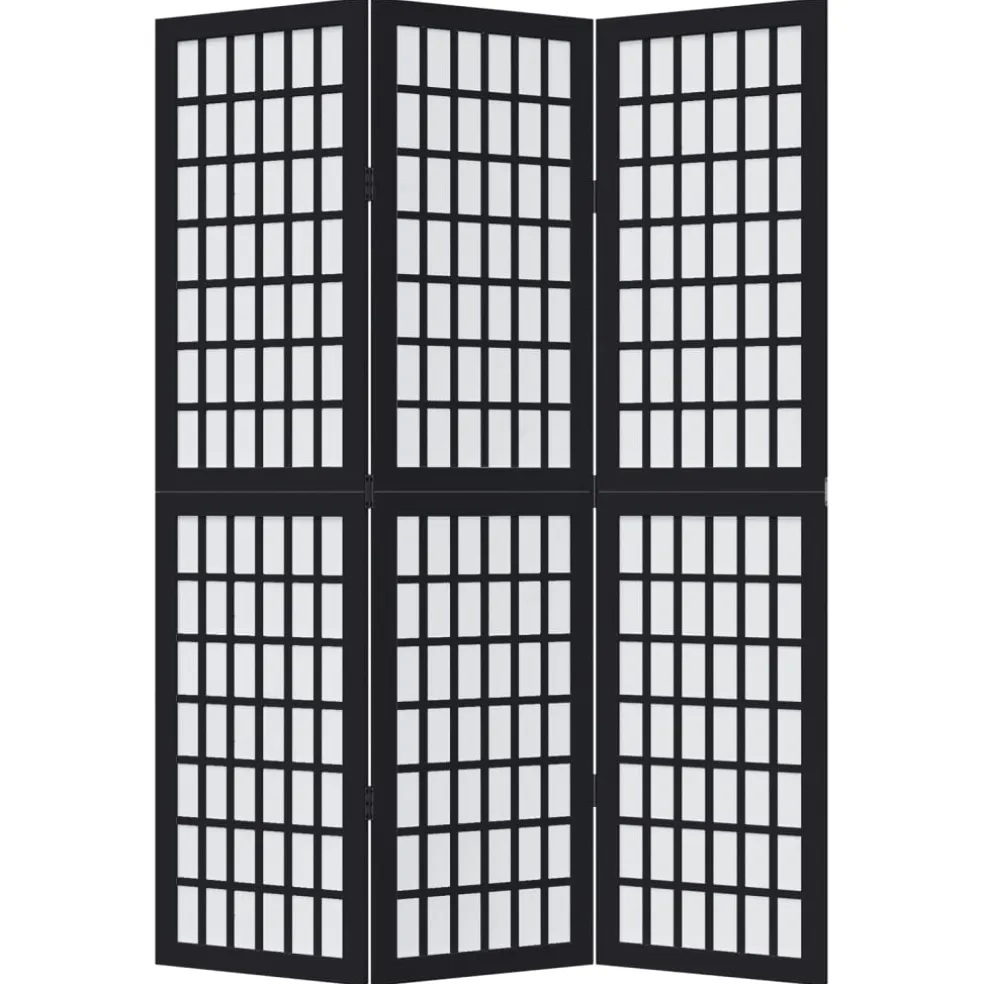 vidaXL Kamerscherm met 3 panelen massief paulowniahout zwart