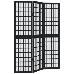 vidaXL Kamerscherm met 3 panelen massief paulowniahout zwart