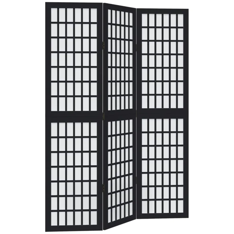 vidaXL Kamerscherm met 3 panelen massief paulowniahout zwart