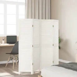 vidaXL Kamerscherm met 4 panelen massief paulowniahout retro wit