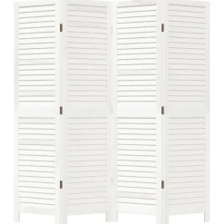 vidaXL Kamerscherm met 4 panelen massief paulowniahout retro wit