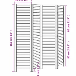 vidaXL Kamerscherm met 4 panelen massief paulowniahout retro wit
