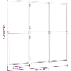 vidaXL Kamerscherm met 3 panelen 210x180 cm crèmewit