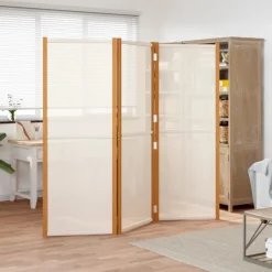 vidaXL Kamerscherm met 3 panelen 210x180 cm crèmewit