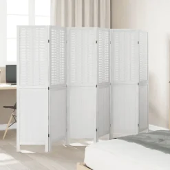 vidaXL Kamerscherm met 6 panelen massief paulowniahout wit