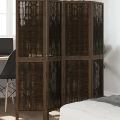 vidaXL Kamerscherm met 4 panelen massief paulowniahout donkerbruin