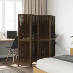 vidaXL Kamerscherm met 4 panelen massief paulowniahout donkerbruin