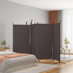 vidaXL Kamerscherm met 4 panelen 346x180 cm stof bruin