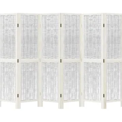 vidaXL Kamerscherm met 6 panelen massief paulowniahout wit