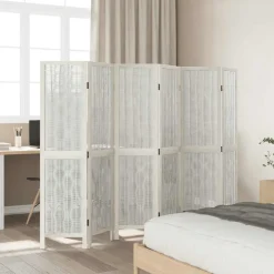 vidaXL Kamerscherm met 6 panelen massief paulowniahout wit