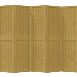 vidaXL Kamerscherm met 5 panelen massief paulowniahout bruin
