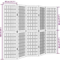 vidaXL Kamerscherm met 5 panelen massief paulowniahout zwart