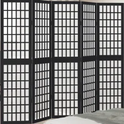 vidaXL Kamerscherm met 5 panelen massief paulowniahout zwart