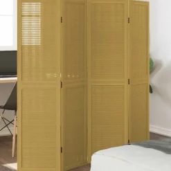 vidaXL Kamerscherm met 4 panelen massief paulowniahout bruin