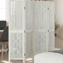 vidaXL Kamerscherm met 4 panelen massief paulowniahout wit