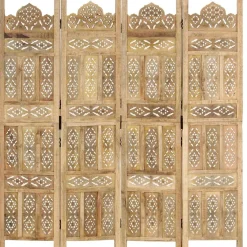 vidaXL Kamerscherm 4 panelen handgesneden 160x165 cm massief mangohout