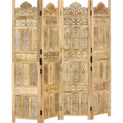 vidaXL Kamerscherm 4 panelen handgesneden 160x165 cm massief mangohout