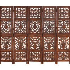 vidaXL Kamerscherm 5 panelen handgesneden 200x165 cm mangohout bruin