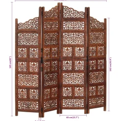 vidaXL Kamerscherm 4 panelen handgesneden 160x165 cm mangohout bruin