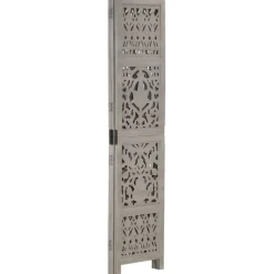 vidaXL Kamerscherm 3 panelen handgesneden 120x165 cm mangohout grijs